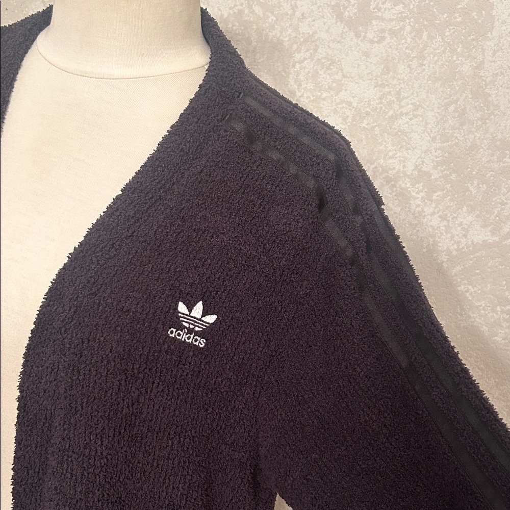 ADIDAS CARDIGAN🖤SPORTY Women's BLACK Open Cardigan with Pockets Size XS🖤